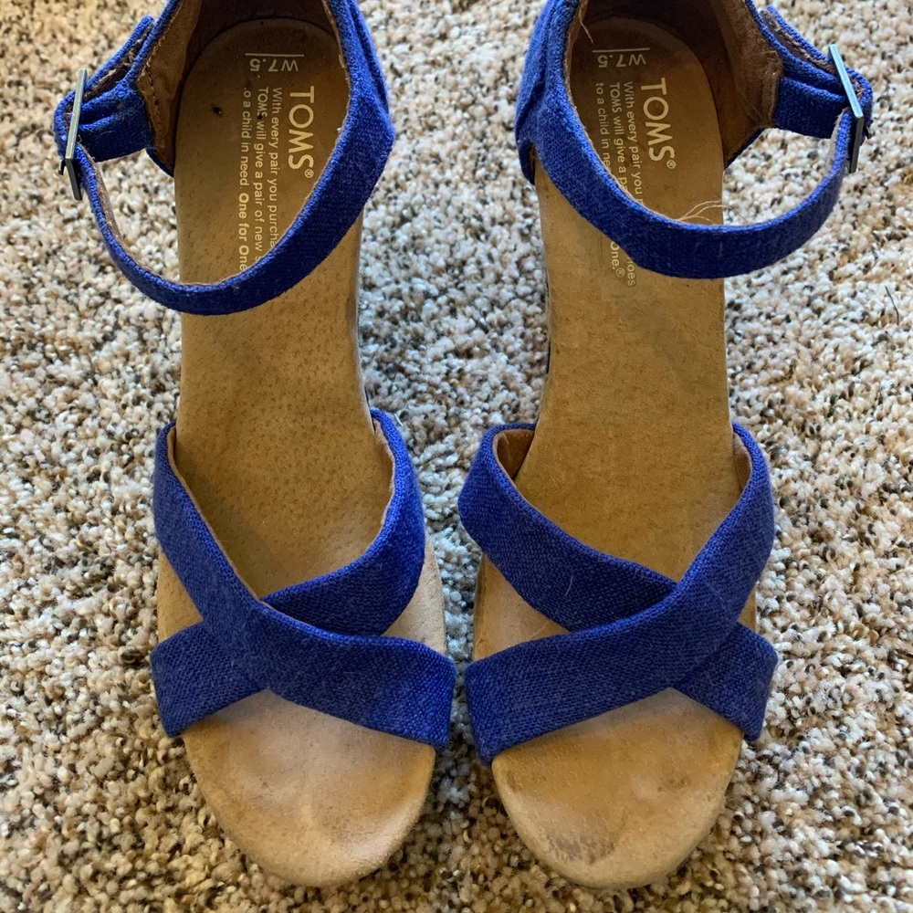 Toms Royal Blue Wedge Heels